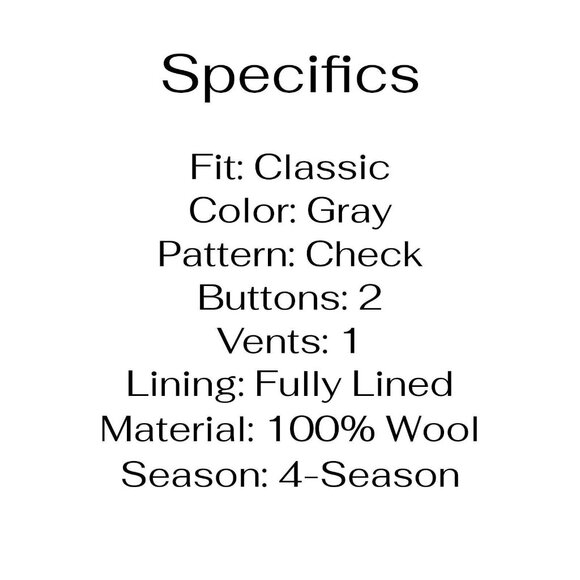 Jos. A. Bank 48R Gray Check Wool 2-Button Sport Coat Blazer Jacket P050 - Picture 4 of 11